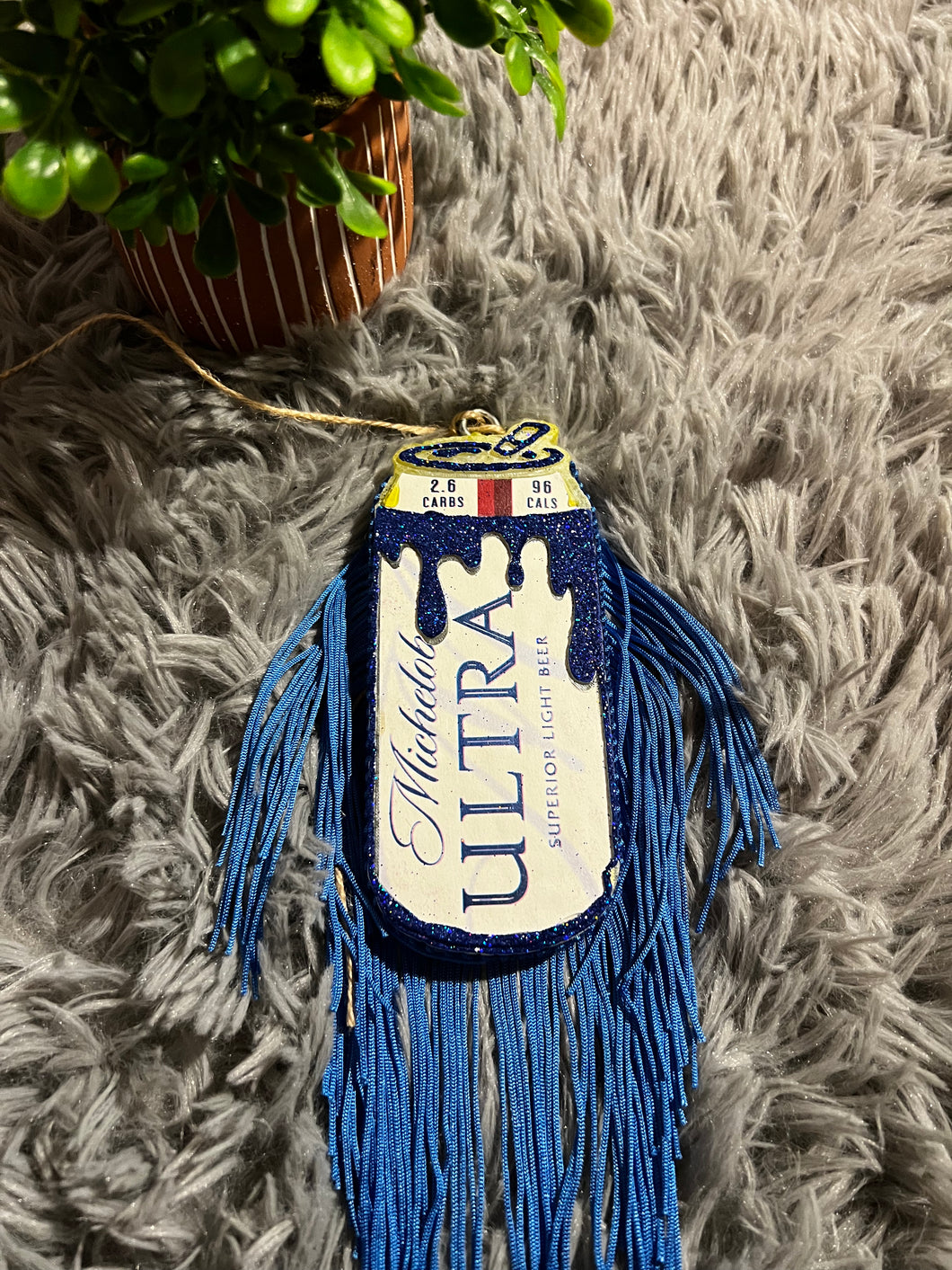 Michelob Ultra Can with Blue Fringe Air Freshener