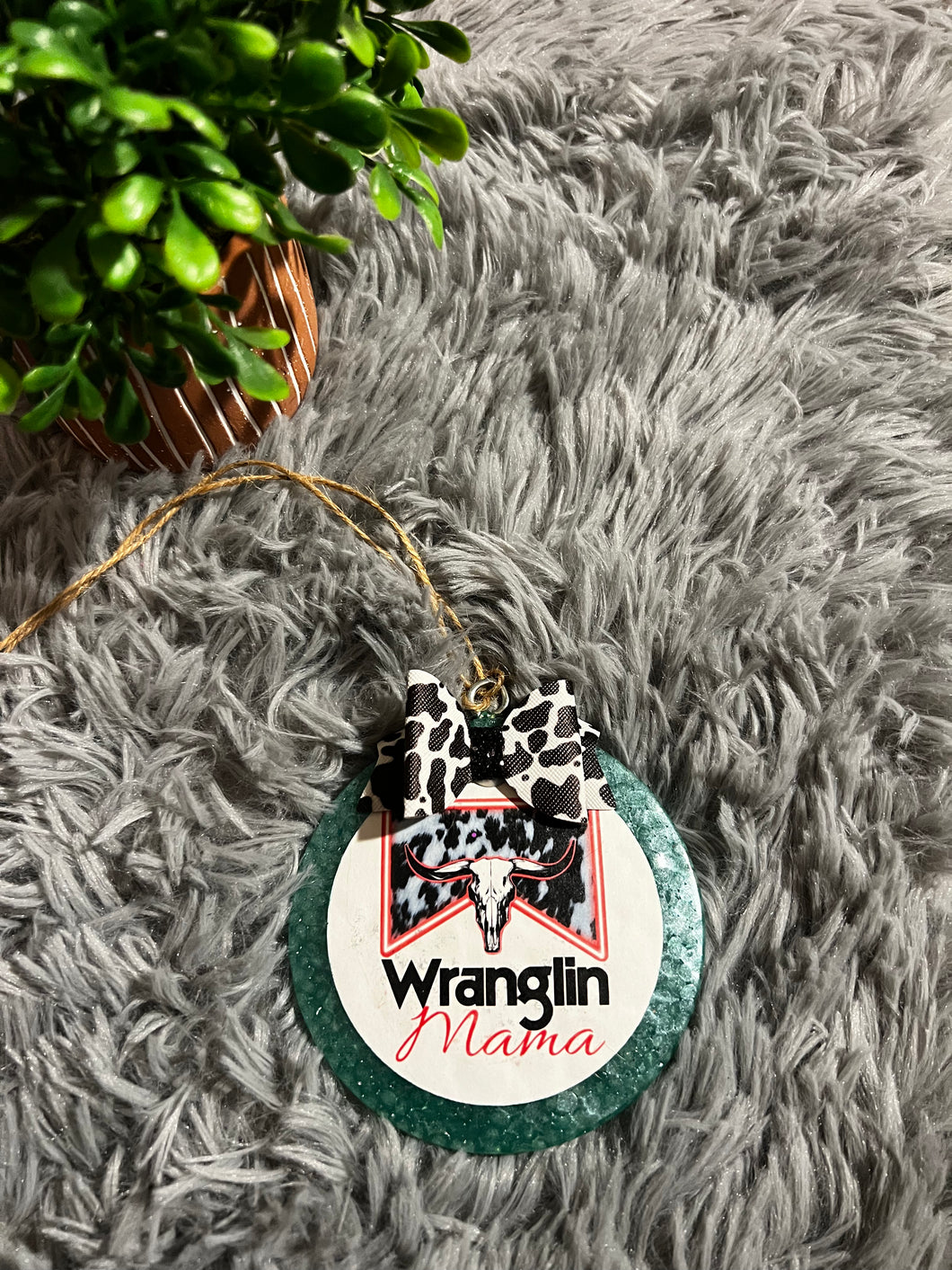 Wranglin Mama Turquoise Circle Air Freshener