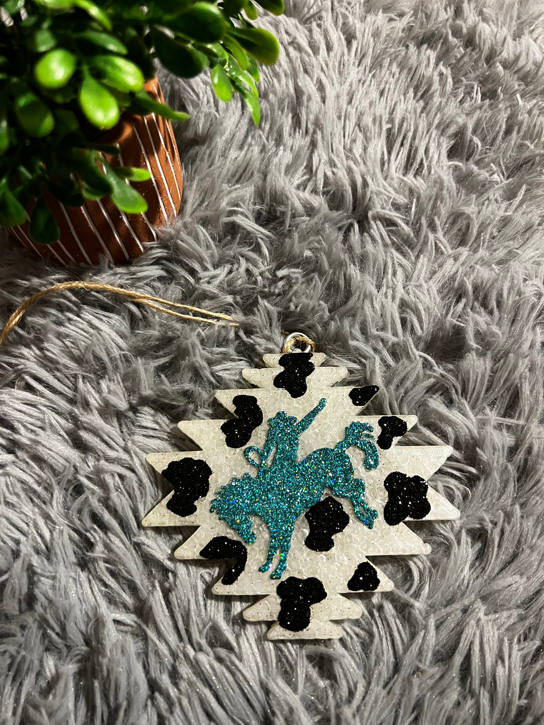 Aztec Bucking Bowl Turquoise & Black Sparkly Air Freshener