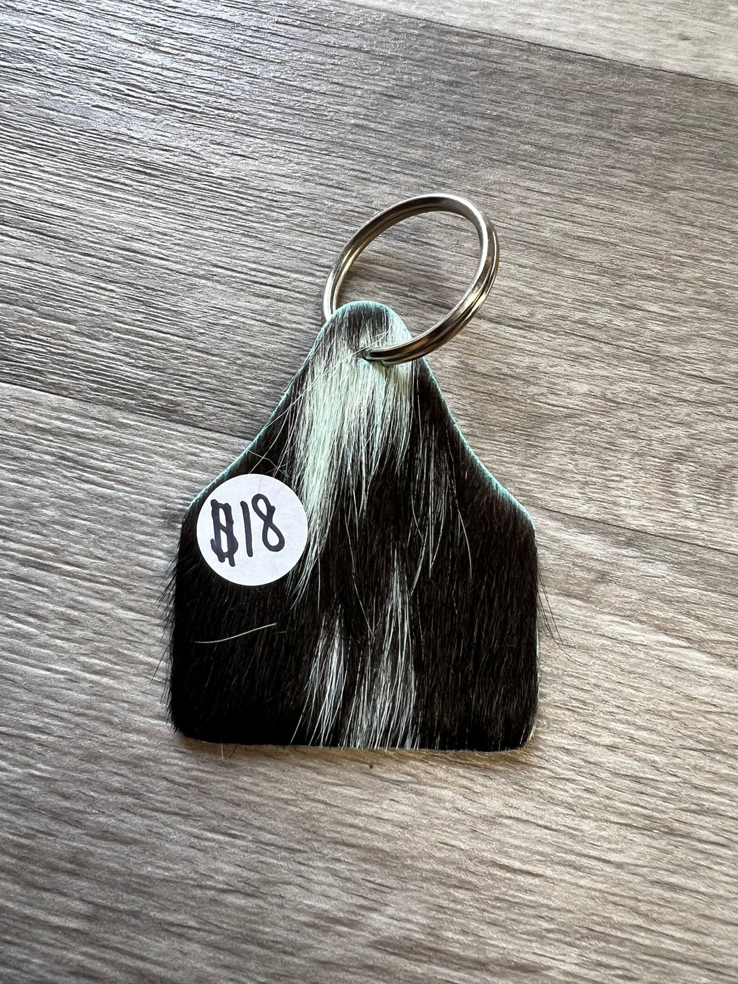 Black and White Cow Tag Keychain