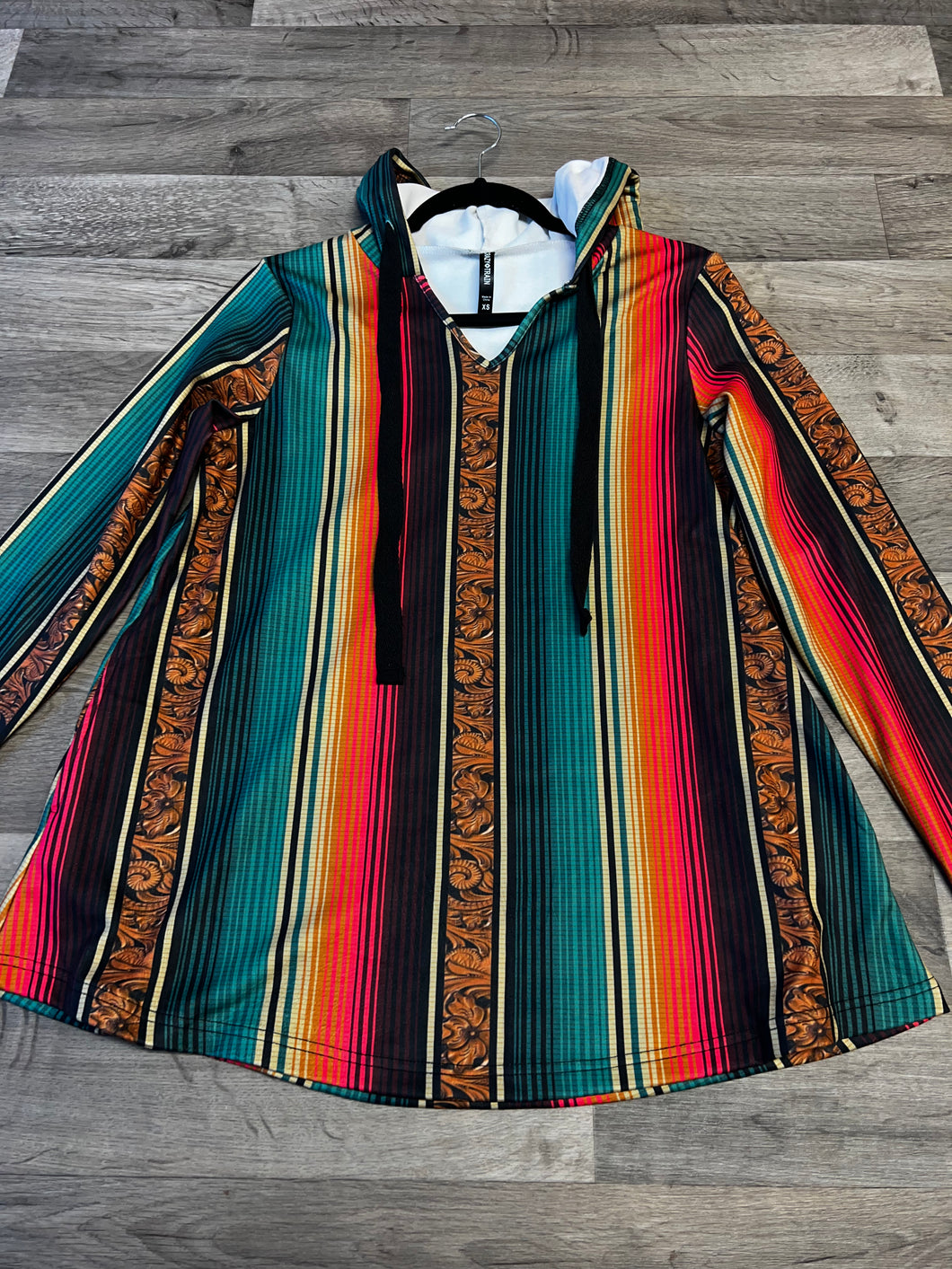 Crazy Train Long Sleeve Colorful Striped Hoodie
