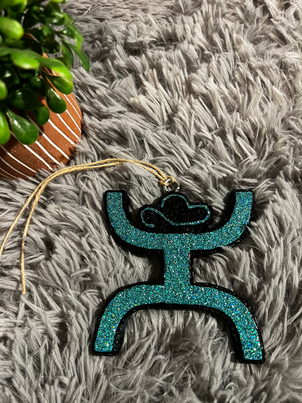 Black Sparkly Turquoise Hooey Air Freshener