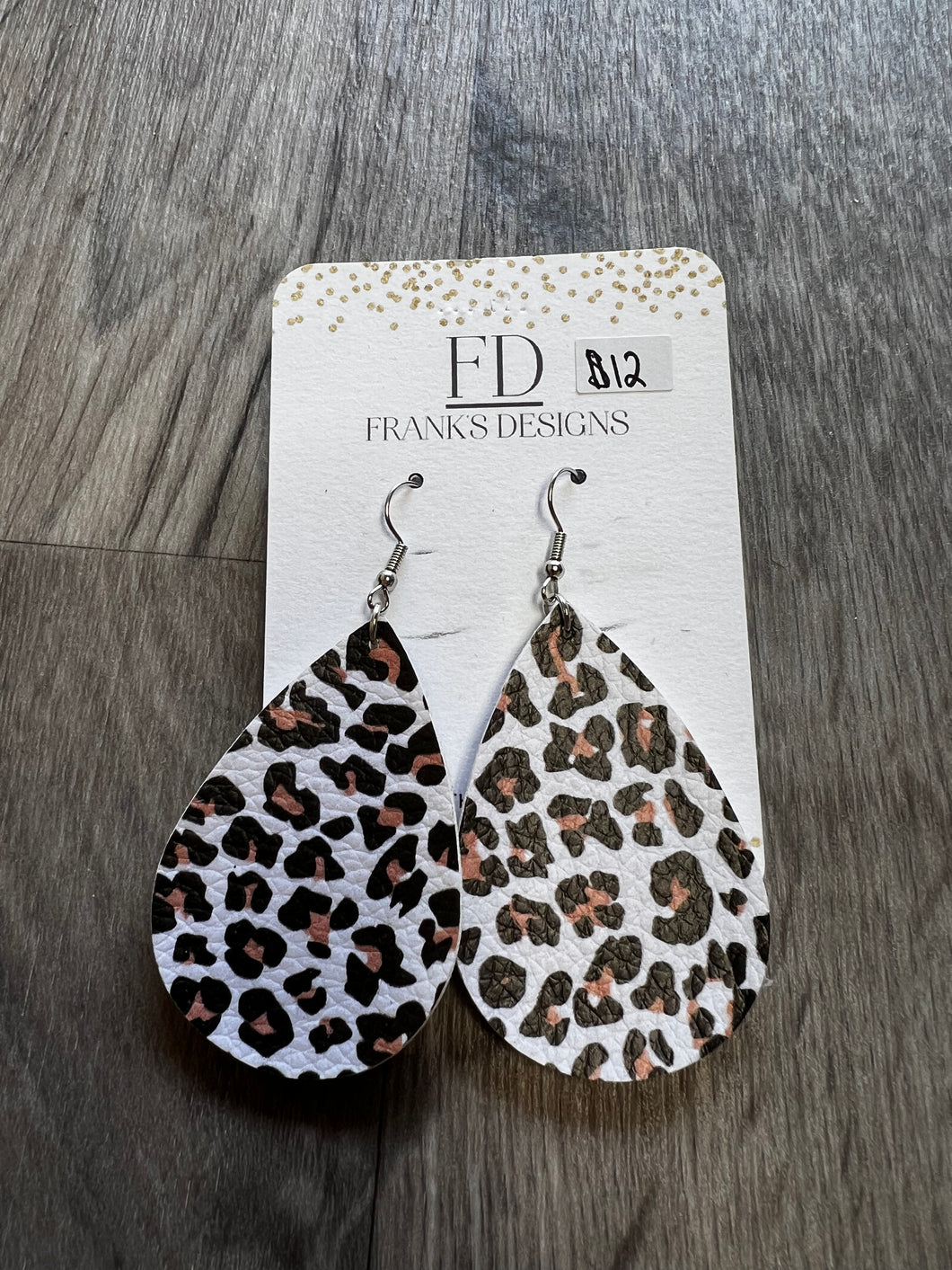 White Leopard Round Earrings