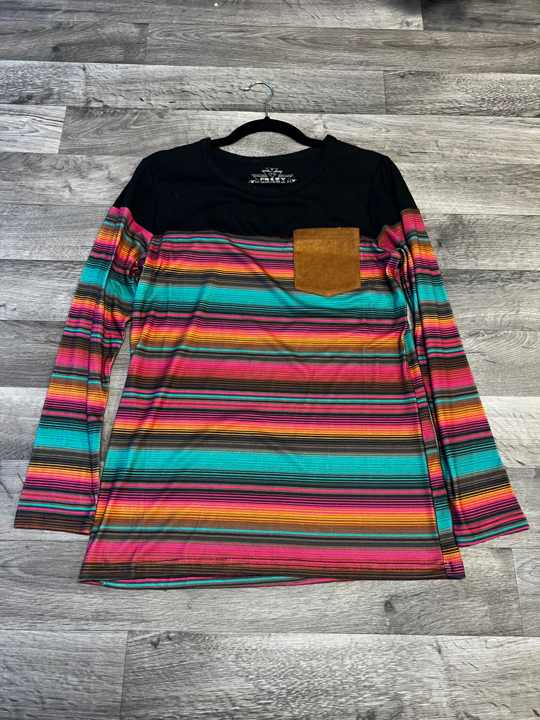 Crazy Train Stripped Long Sleeve with Pocket Top