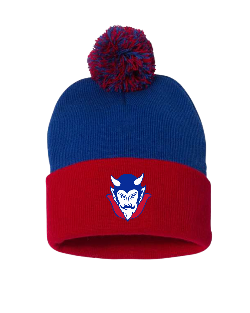 Albia Blue Demon Pom Pom Beanie