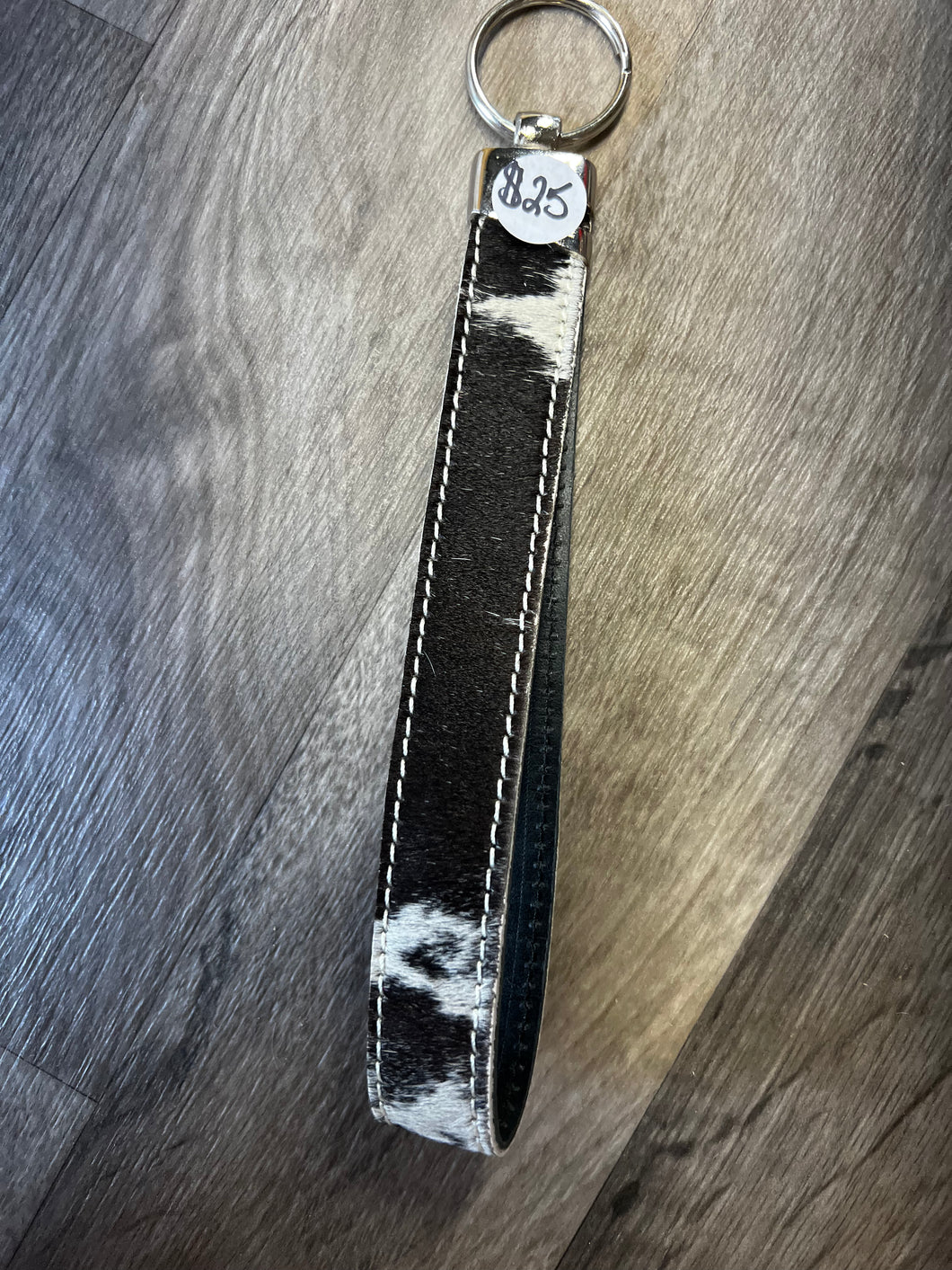 Black and White Cowhide Keychain