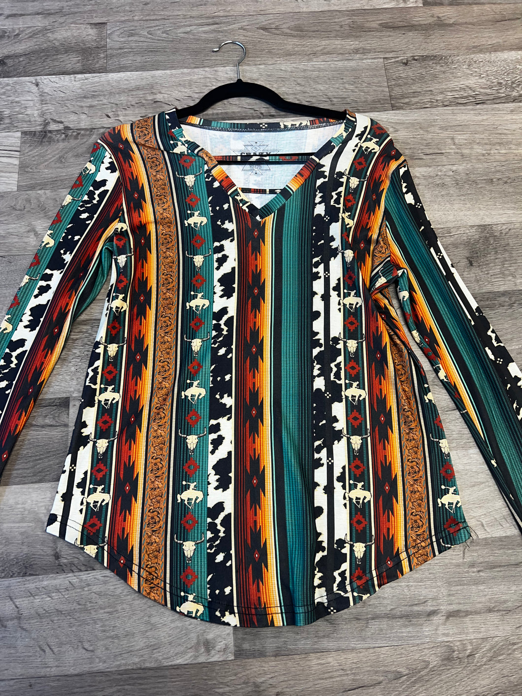 Crazy Train Western Print Top