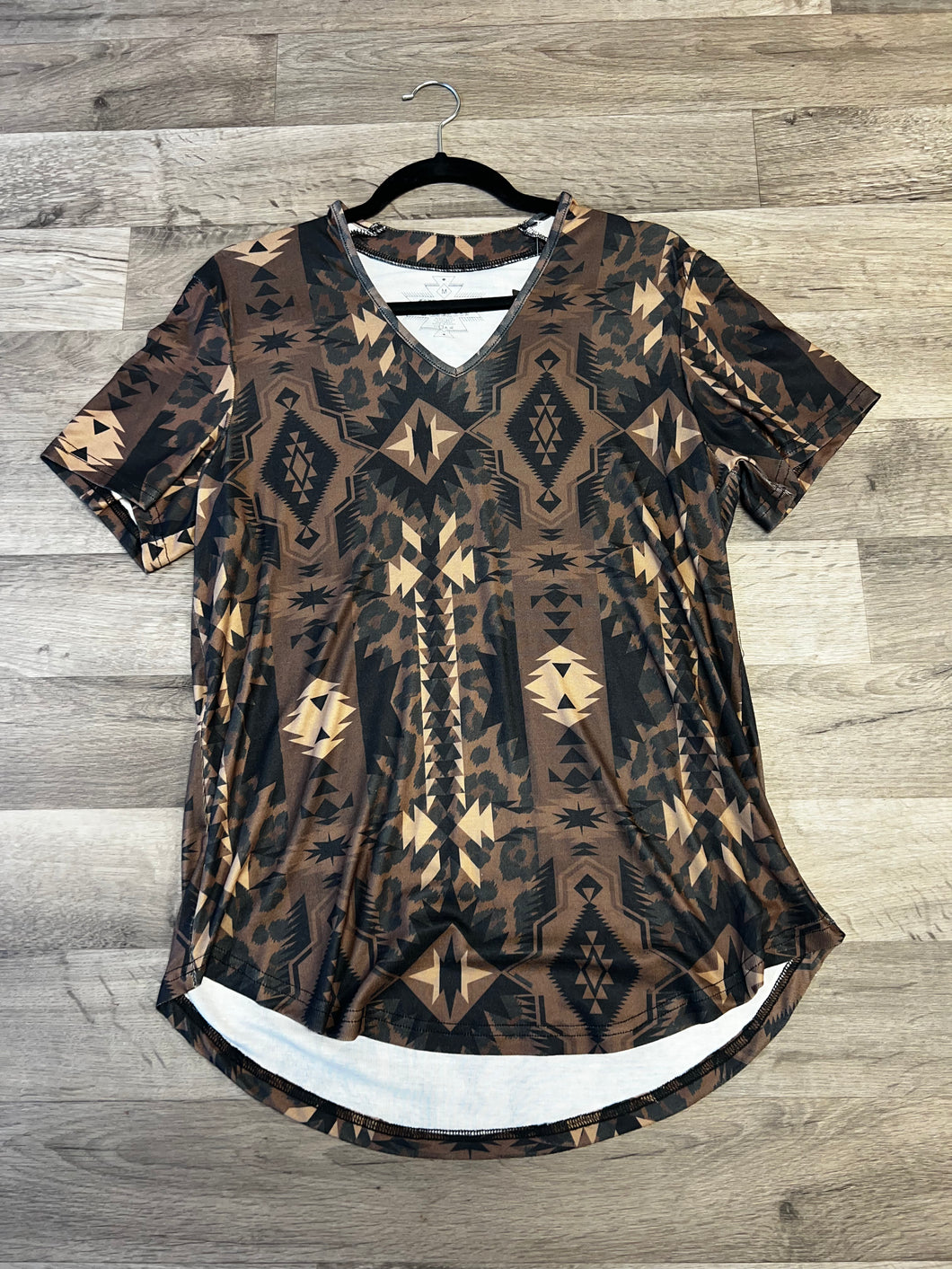 Crazy Train Brown Leopard Aztec Top
