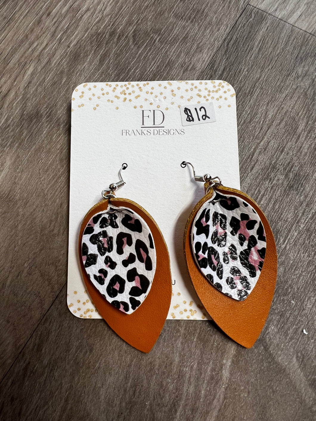 Orange Leopard two layer Earrings