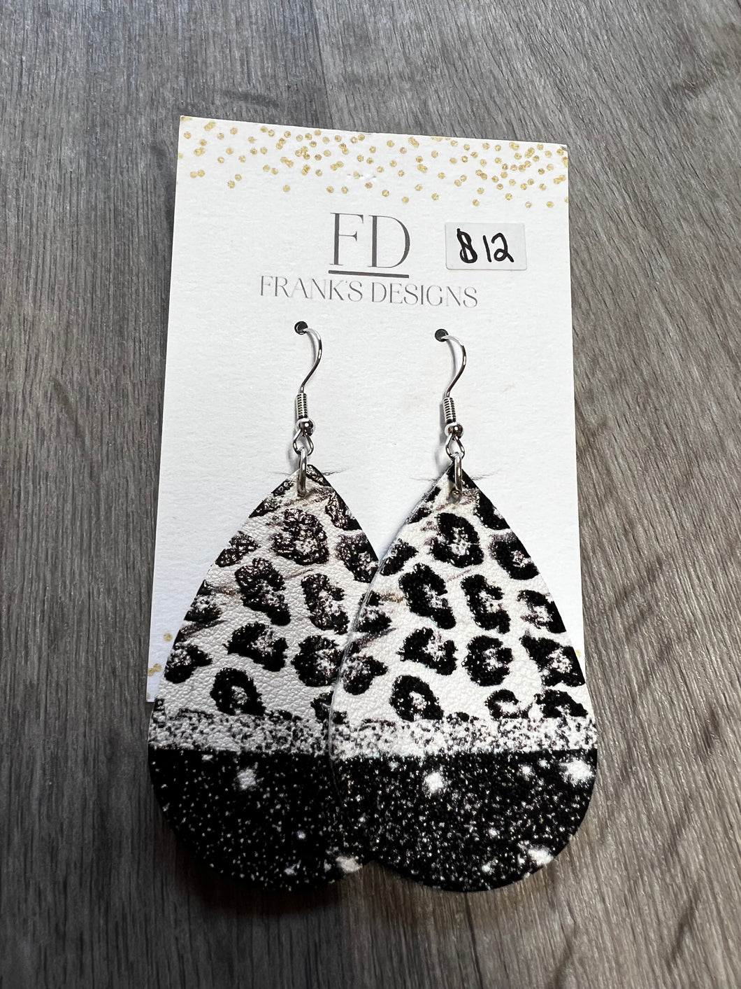 Black and Silver Leopard Bling Earrings