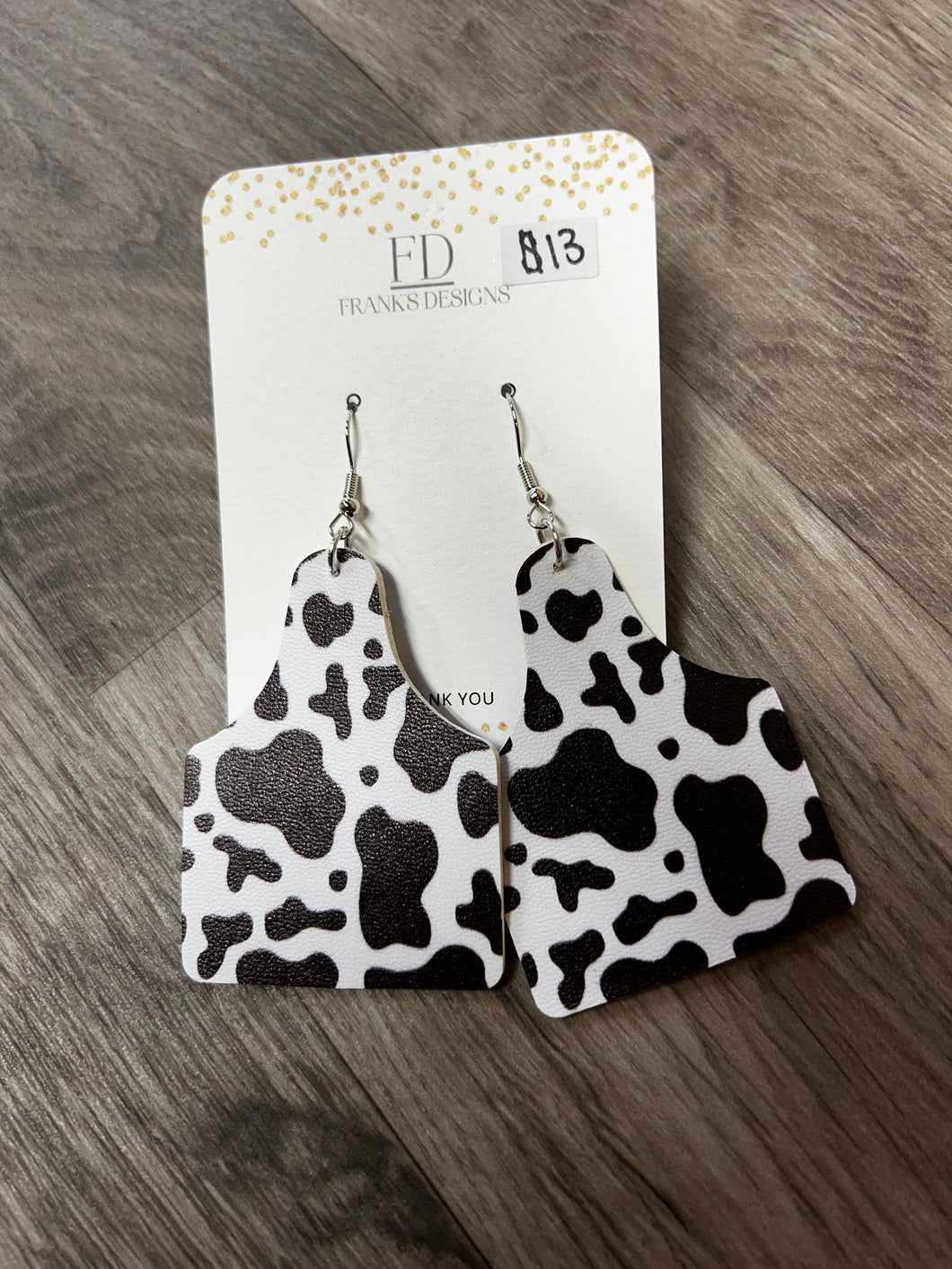 Cow Print Cow Tags Earrings