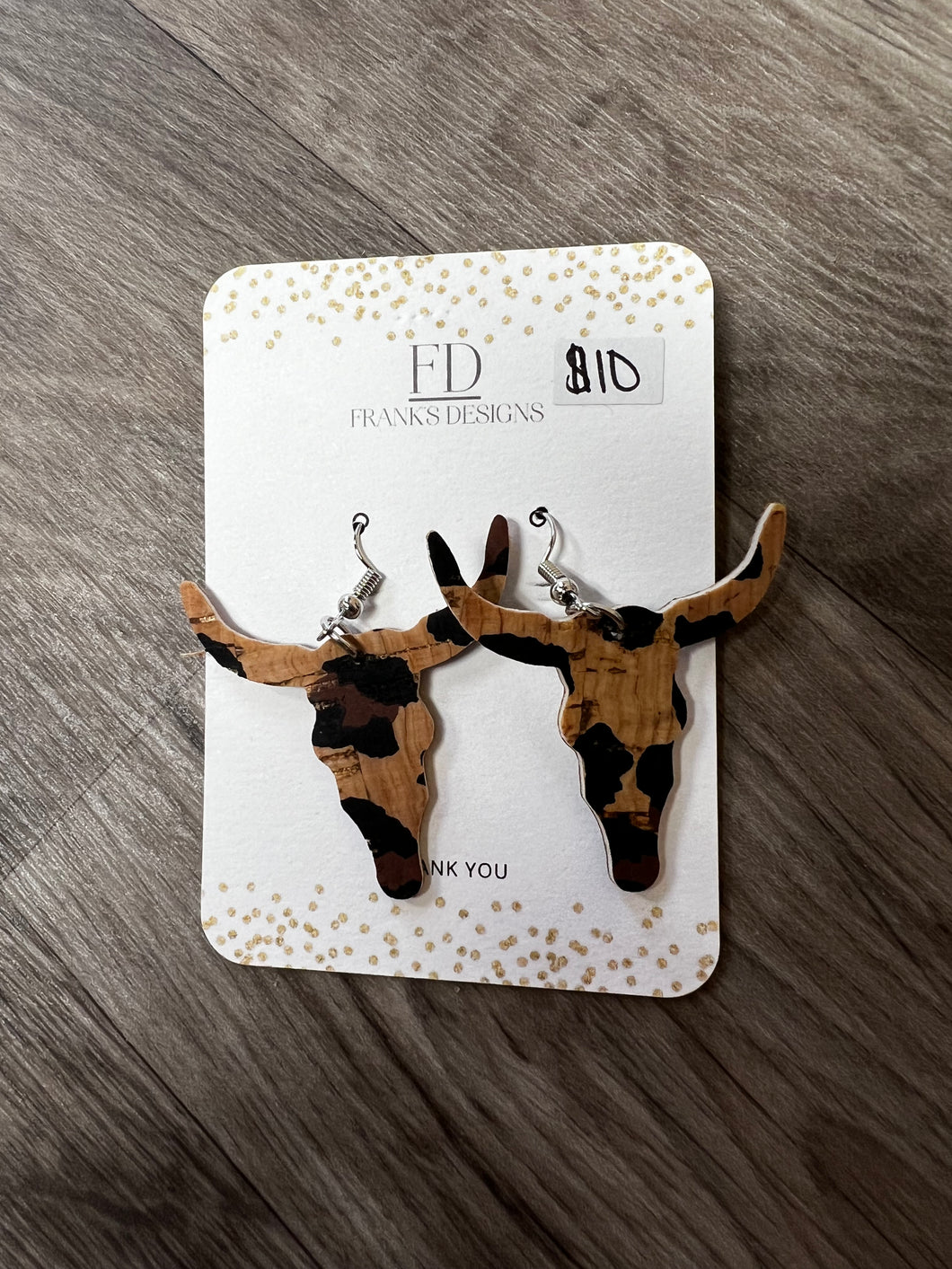 Leopard Bull Skull Earrings