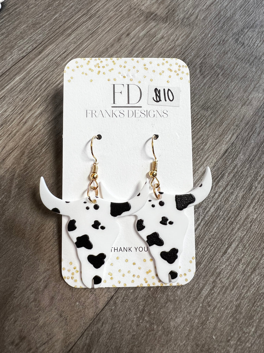 Cow Print Skull Head Earrings