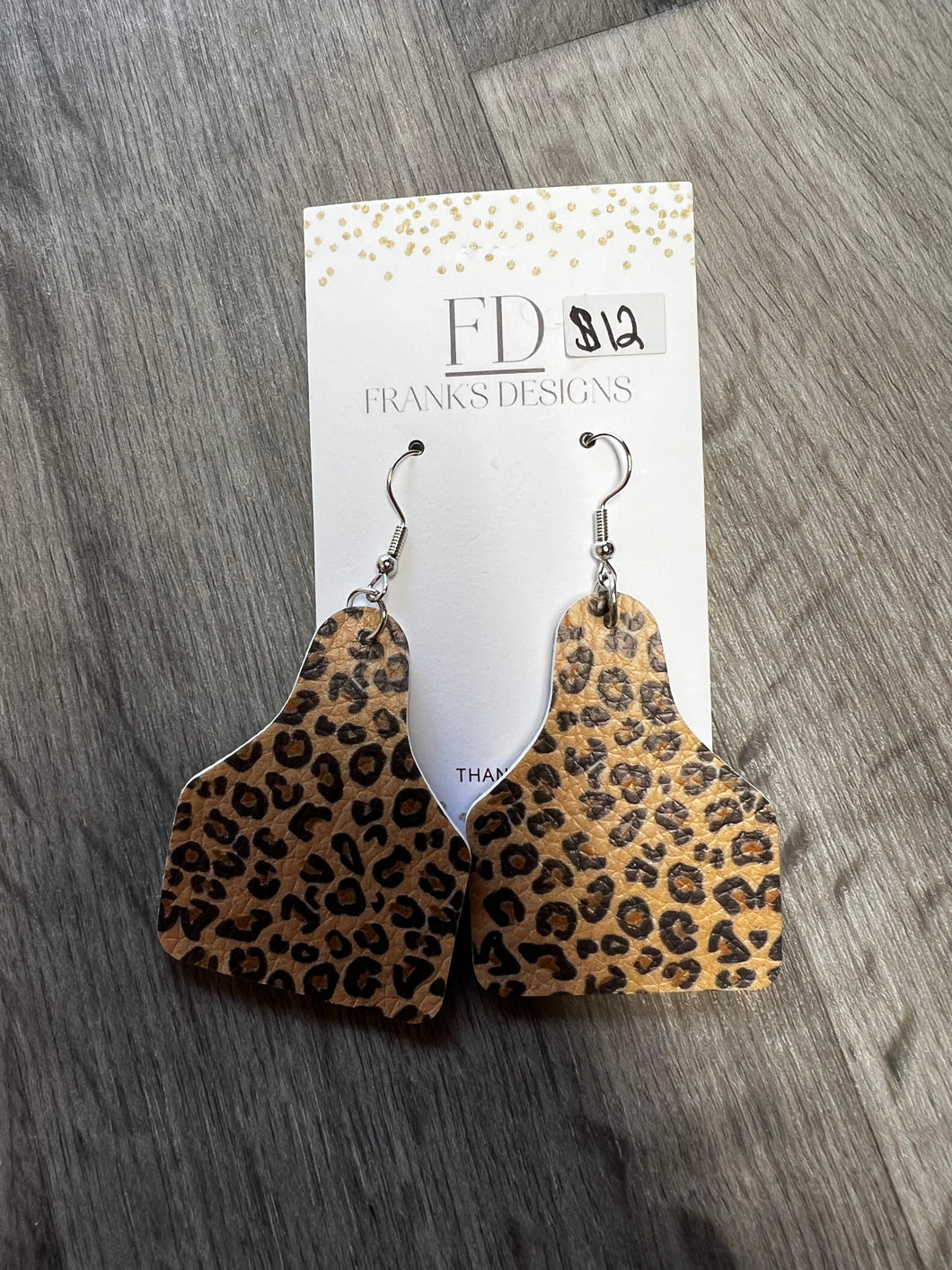 Leopard Cow Tag Earrings