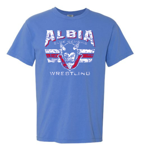 Albia Blue Demon Wrestling Comfort Colors Tee