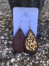 Load image into Gallery viewer, Wooden Leopard Print Earrings
