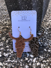 Load image into Gallery viewer, Bull Skull Leather Earrings
