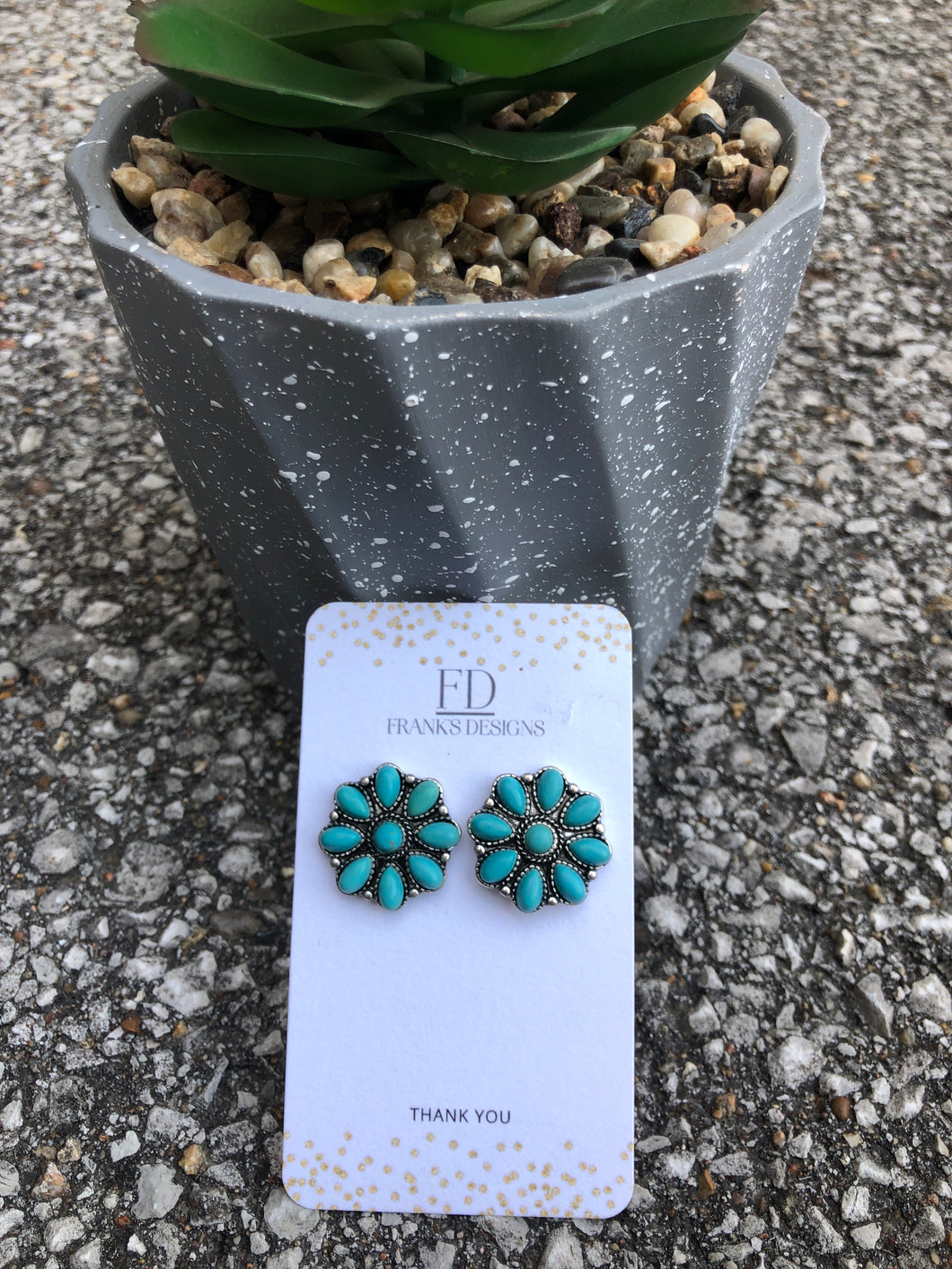 Turquoise Blossom Studs