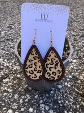 Load image into Gallery viewer, Wooden Leopard Print Earrings
