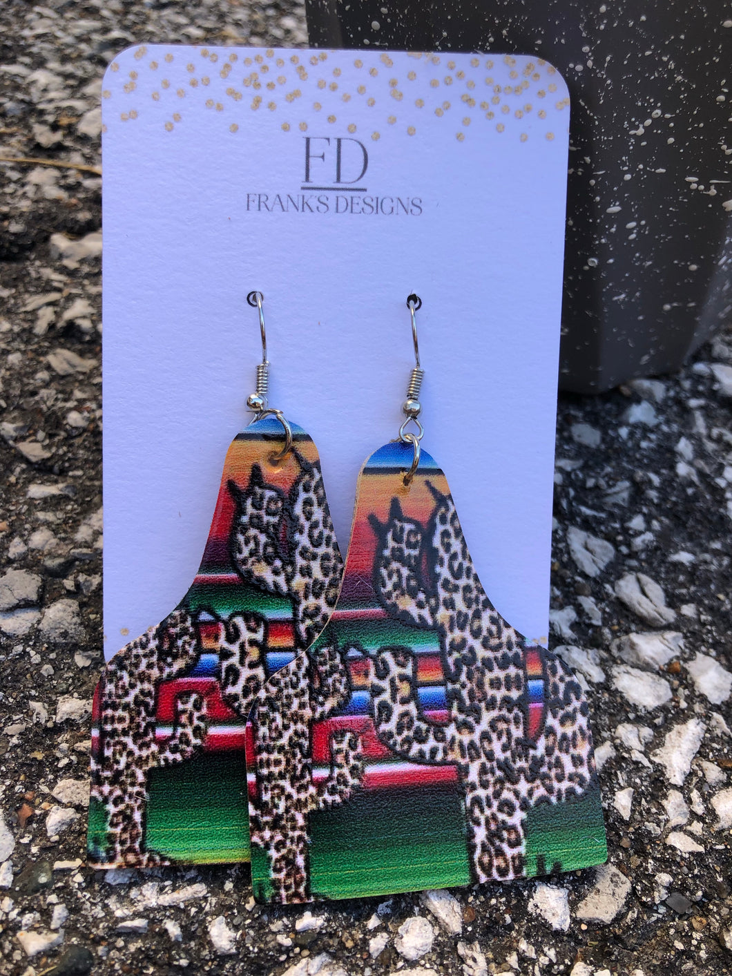 Ear Tag Leopard Cactus Earrings