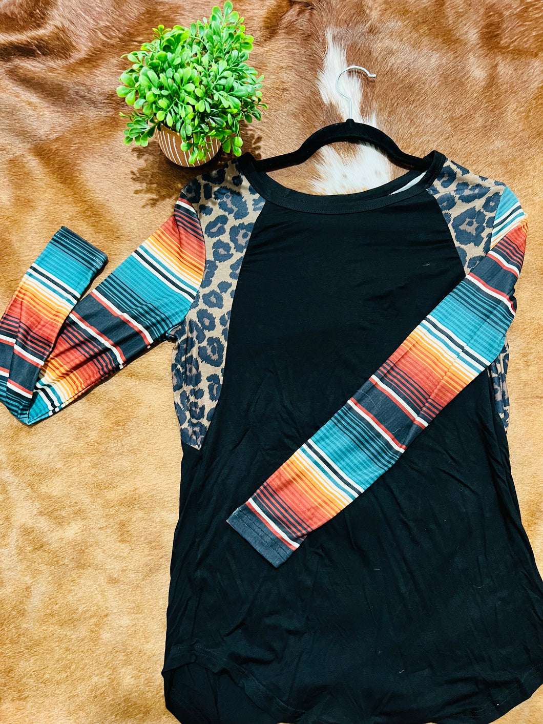 Long Sleeve Leopard Stripped Shirt